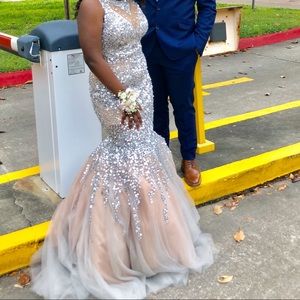 Jeweled cream colored dress